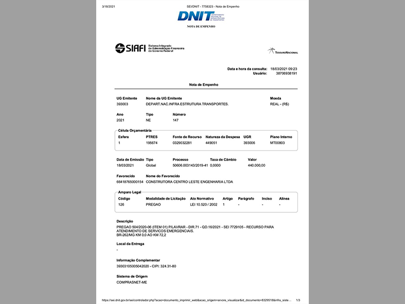 Após empenho da Câmara de Manhuaçu, DNIT informa manutenção da BR-262